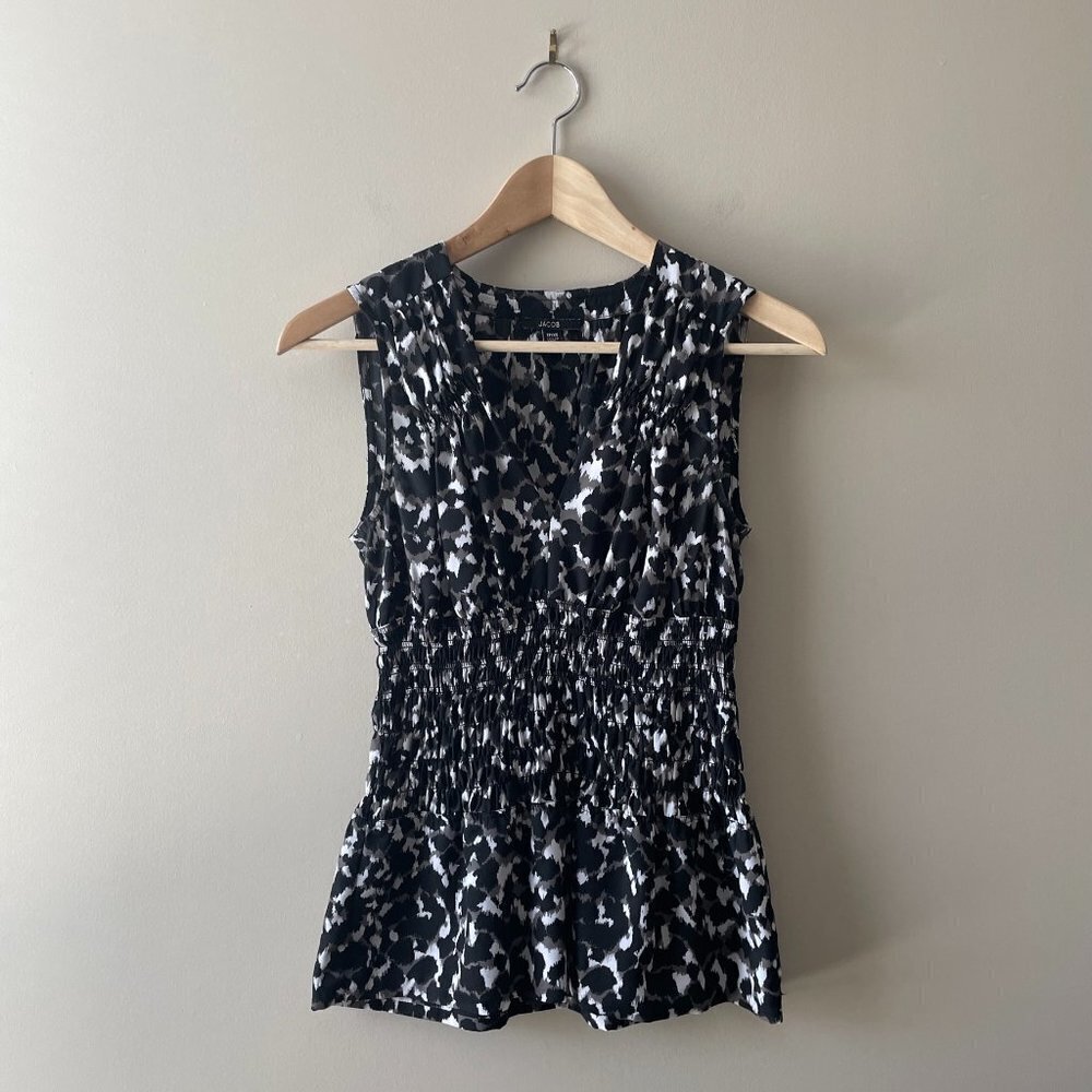 JACOB | Printed Ruched Waist Sleeveless Blouse